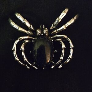 Silver and Dark Navy Lapis Spider Brooch